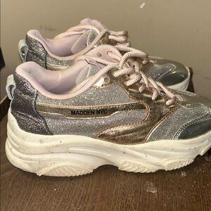 Kids' Silver and Pink Sneakers